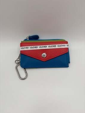Mundi Leather Forever Multi-Color Colorblock Key Chain Card Case Wallet